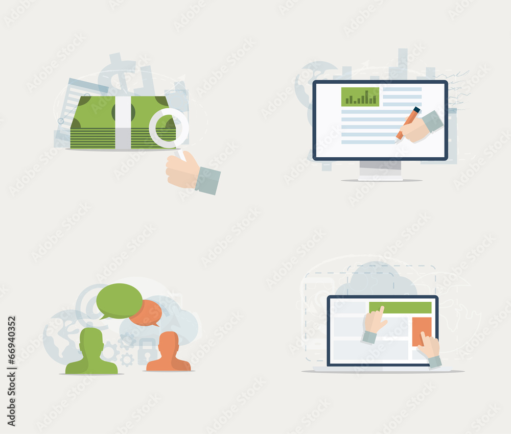 Wall mural flat web advertisement and social media vector concepts set