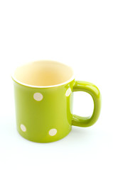 Green mug isolated white background