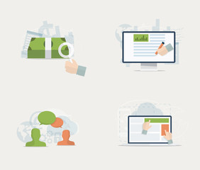 Fototapeta premium Flat web advertisement and social media vector concepts set