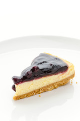 Blueberry cheesecake isolated white background