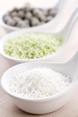 tapioca pearls with lime. white bubble tea ingredients