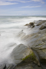 Long exposure photograph of the Cornish coast, UK.