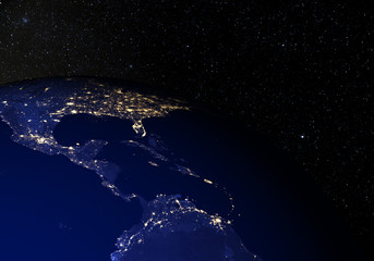 The Earth from space at night. Central America.