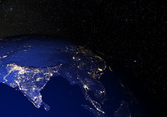 The Earth from space at night. India.