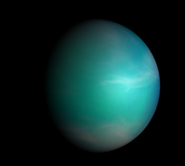 Earth-like planet beyond our solar system. Isolated on black.