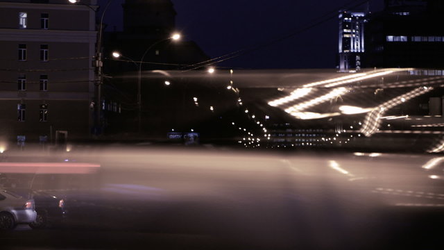 Timelapse of night traffic in Moscow