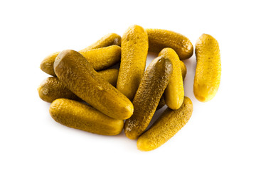 Cucumbers pickled isolated on white background tasty vegetarian