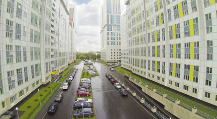 Parking with cars at rainy day in residential complex © Pavel Losevsky