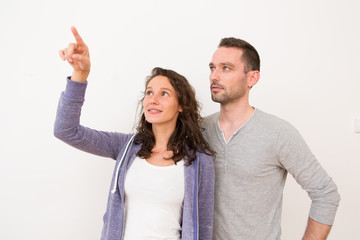 Couple using imaginary touchscreen interface
