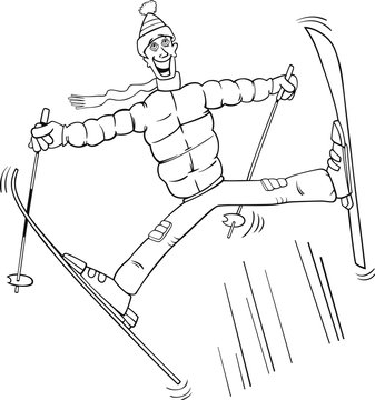 man jump on ski coloring page
