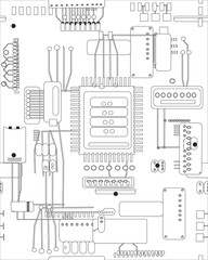 circuit board in black and white