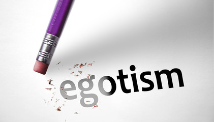 Eraser deleting the word Egotism