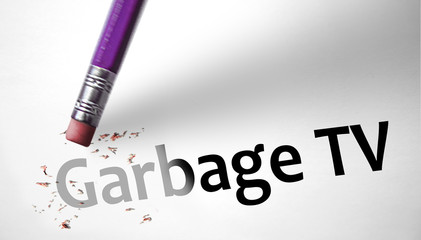 Eraser deleting the concept Garbage TV