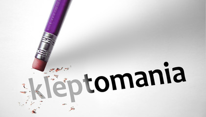 Eraser deleting the word Kleptomania