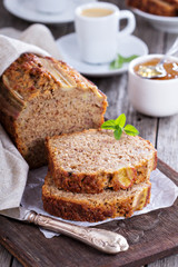 Banana bread on a cutting board