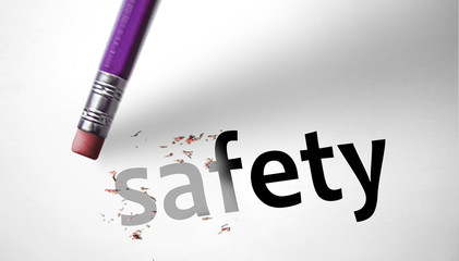 Eraser deleting the word Safety
