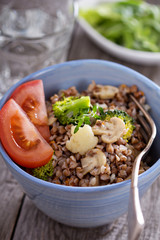 Buckwheat with mushrooms and vegetables
