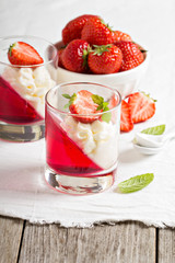 Dessert with strawberries and whipped cream