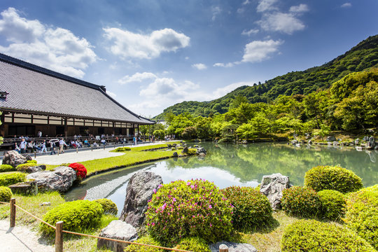 Japanese stone garden, Tenryuji Temple, Kyoto, Japan