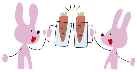 乾杯するうさぎ