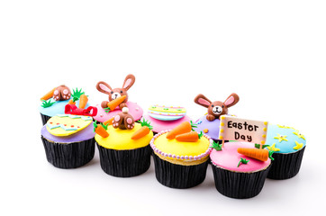 Easter cupcakes isolated white background