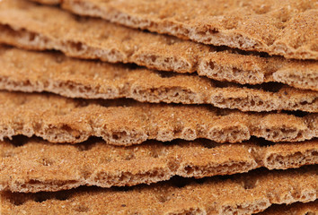 Grain crisp bread closeup.