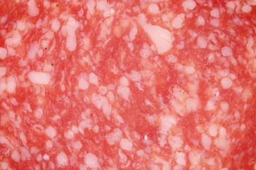 Foto op Plexiglas Close up of fresh salami. © indigolotos