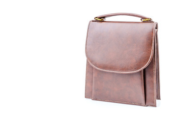Woman leather bag isolated white background