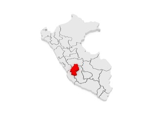 Map of Huancavelica. Peru.