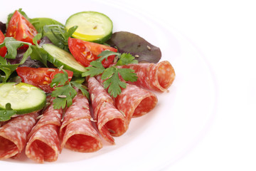 Salad with salami.