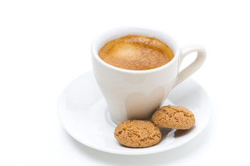 cup of espresso and biscotti, isolated