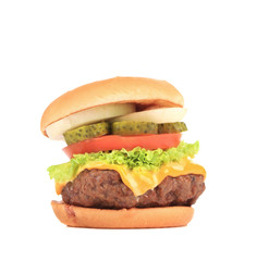 Appetizing cheeseburger.