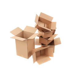 Stacks of cardboard boxes.