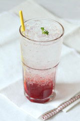 strawberry soda on white background