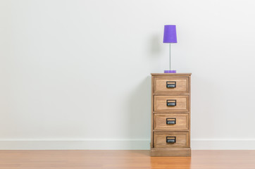 Lamp on bedside table