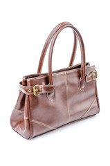 Woman leather bag isolated white background