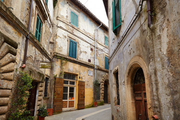 Street of the medieval village. Italy, Tuscany