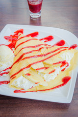 Strawberry crepe dessert