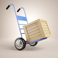 Hand truck and wooden box