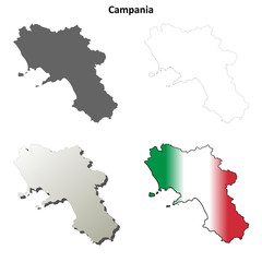 Campania blank detailed outline map set