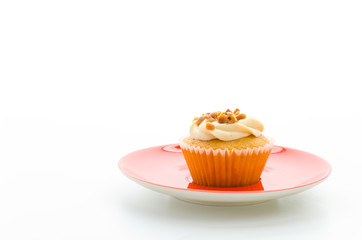 Nuts cupcake isolated on white background