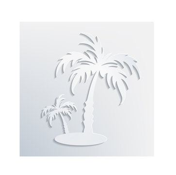 White background with palm cut out of white paper