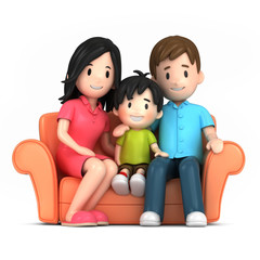 3d render of a happy family