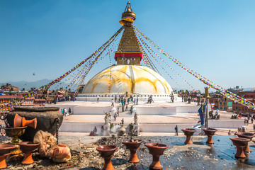 Budhanath Temple in Kathmandu Nepal - obrazy, fototapety, plakaty