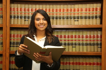 Female law student in law library - 66958118