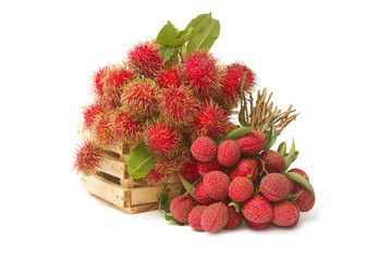 asian fruit , Fresh rambutan and lychee
