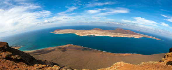 panorama of La Graciosa - volcanic island, Canary