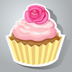 Sweet sticker with cupcake