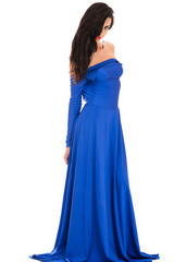 Obraz na płótnie Canvas fashionable sexy woman in blue dress full length