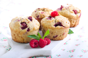 Raspberry bran muffins